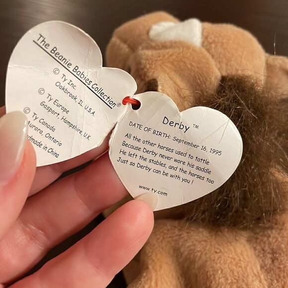 Ty vintage Derby the Horse Beanie Baby EUC (Valuable Errors) Style 4008 9” - Picture 8 of 10